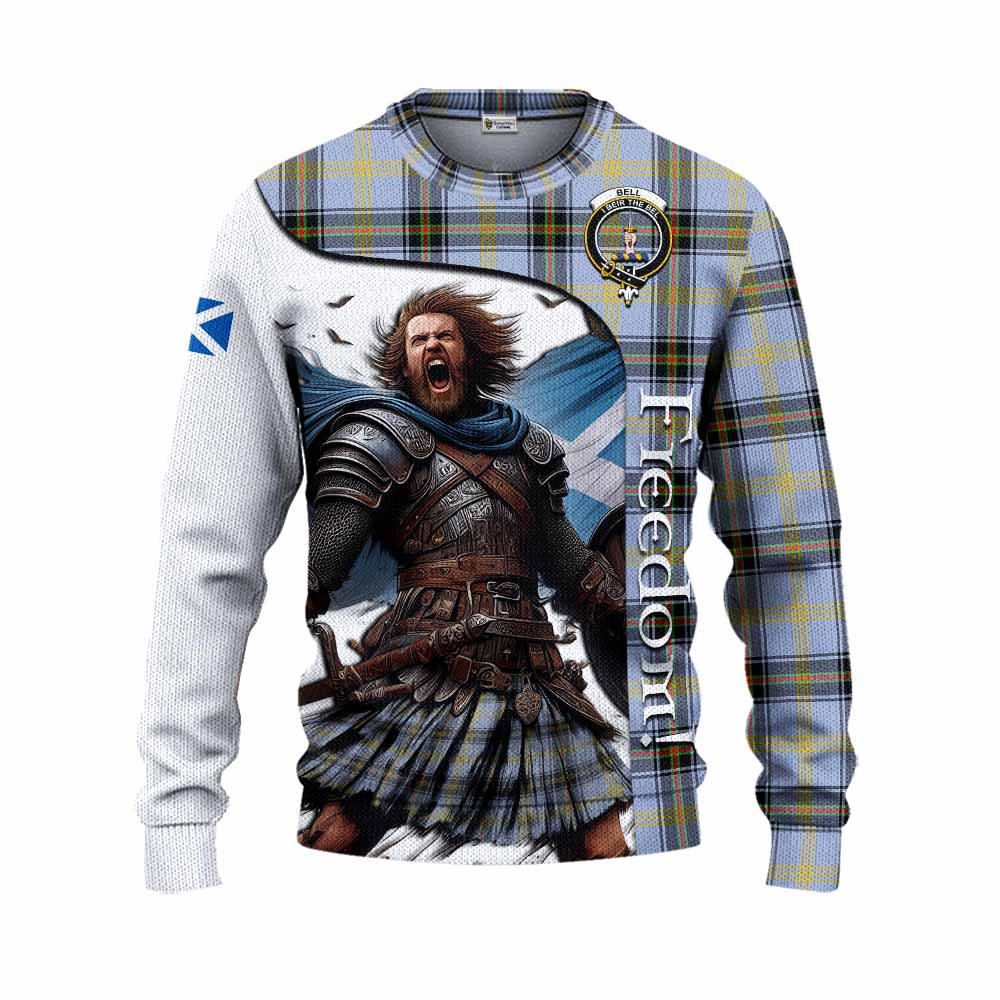 Tartan Vibes Clothing Bell Crest Tartan Knitted Sweater Inspired by the Freedom of Scottish Warrior