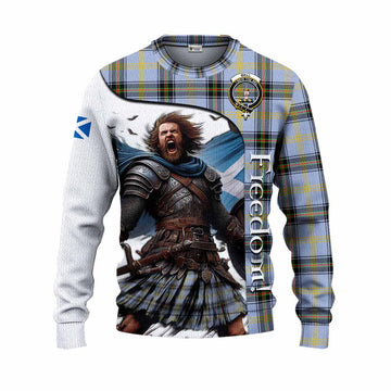 Tartan Vibes Clothing Bell Crest Tartan Knitted Sweater Inspired by the Freedom of Scottish Warrior