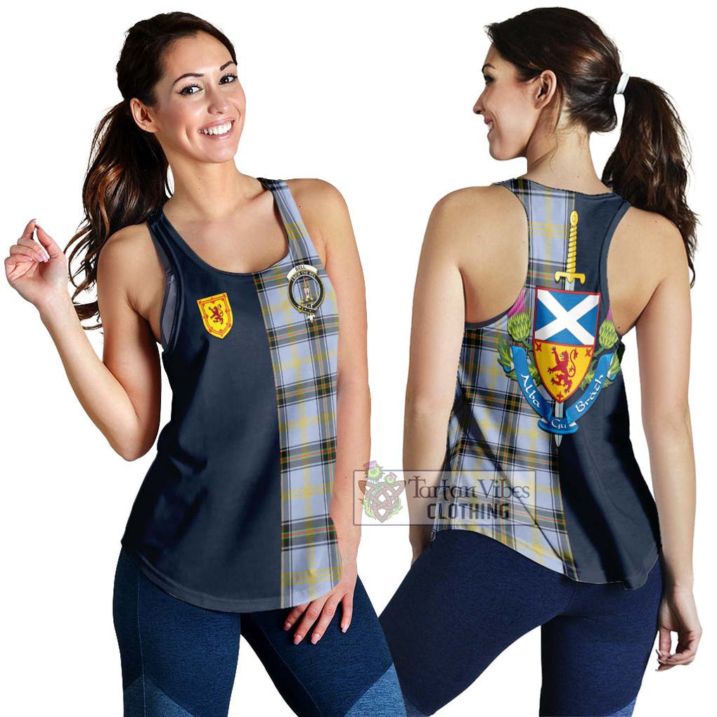 Tartan Vibes Clothing Bell Tartan Women's Racerback Tanks with Scottish Lion Royal Arm Half Style