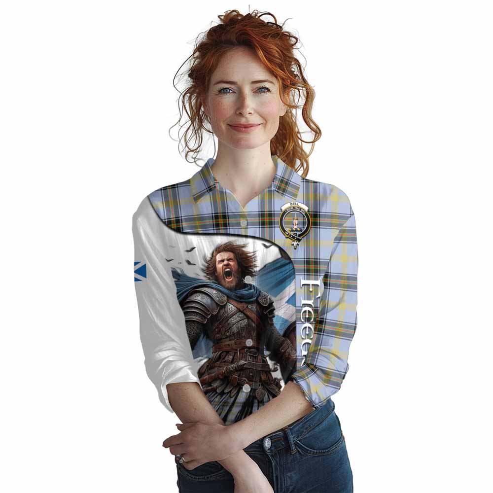 Tartan Vibes Clothing Bell Crest Tartan Women's Casual Shirt Inspired by the Freedom of Scottish Warrior