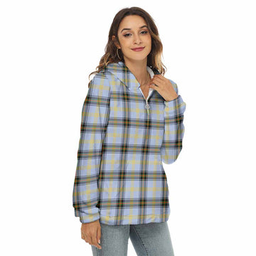 Bell Tartan Women's Borg Fleece Hoodie with Half Zip