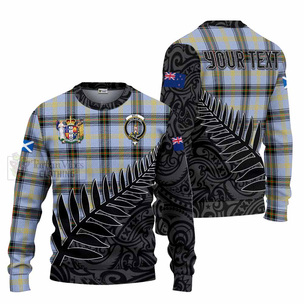 Tartan Vibes Clothing Bell Crest Tartan Knitted Sweater with New Zealand Silver Fern Half Style