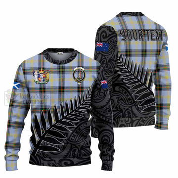 Tartan Vibes Clothing Bell Crest Tartan Knitted Sweater with New Zealand Silver Fern Half Style