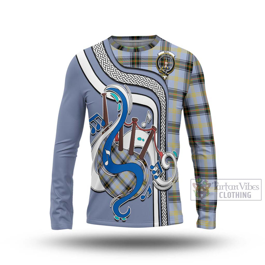Tartan Vibes Clothing Bell Tartan Long Sleeve T-Shirt with Epic Bagpipe Style