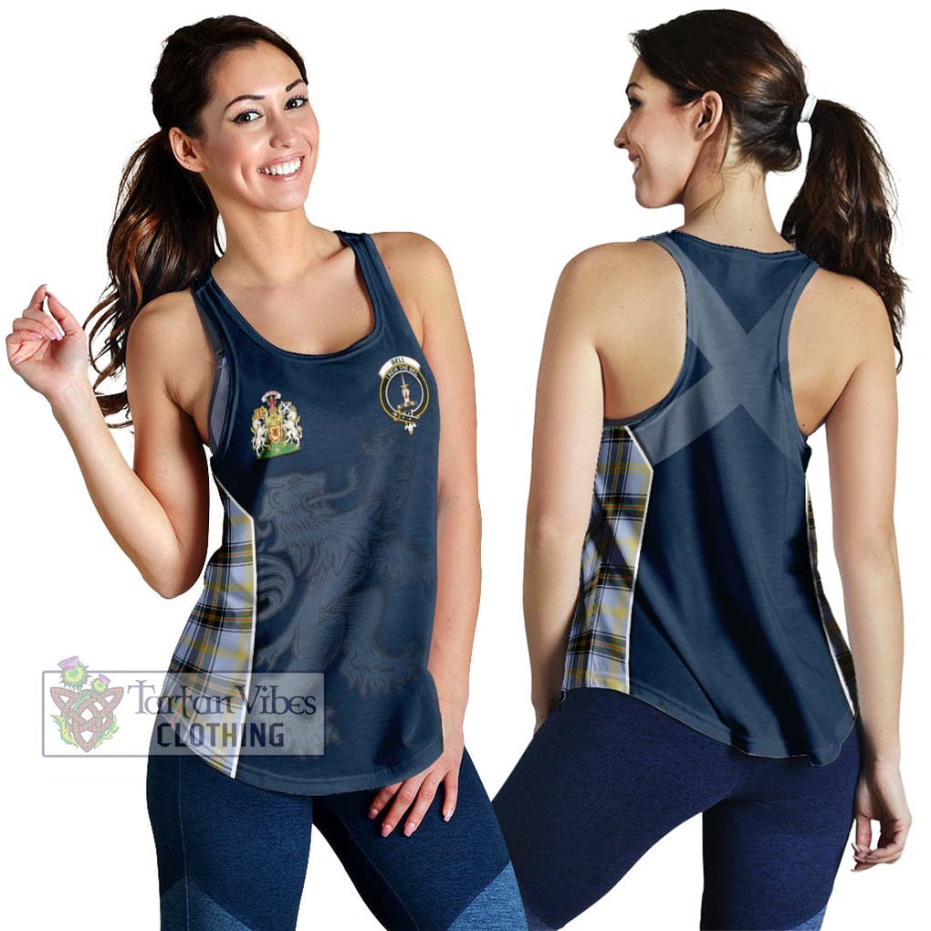 Bell Tartan Women's Racerback Tanks with Family Crest and Lion Rampant Vibes Sport Style 4XL - Tartan Vibes Clothing