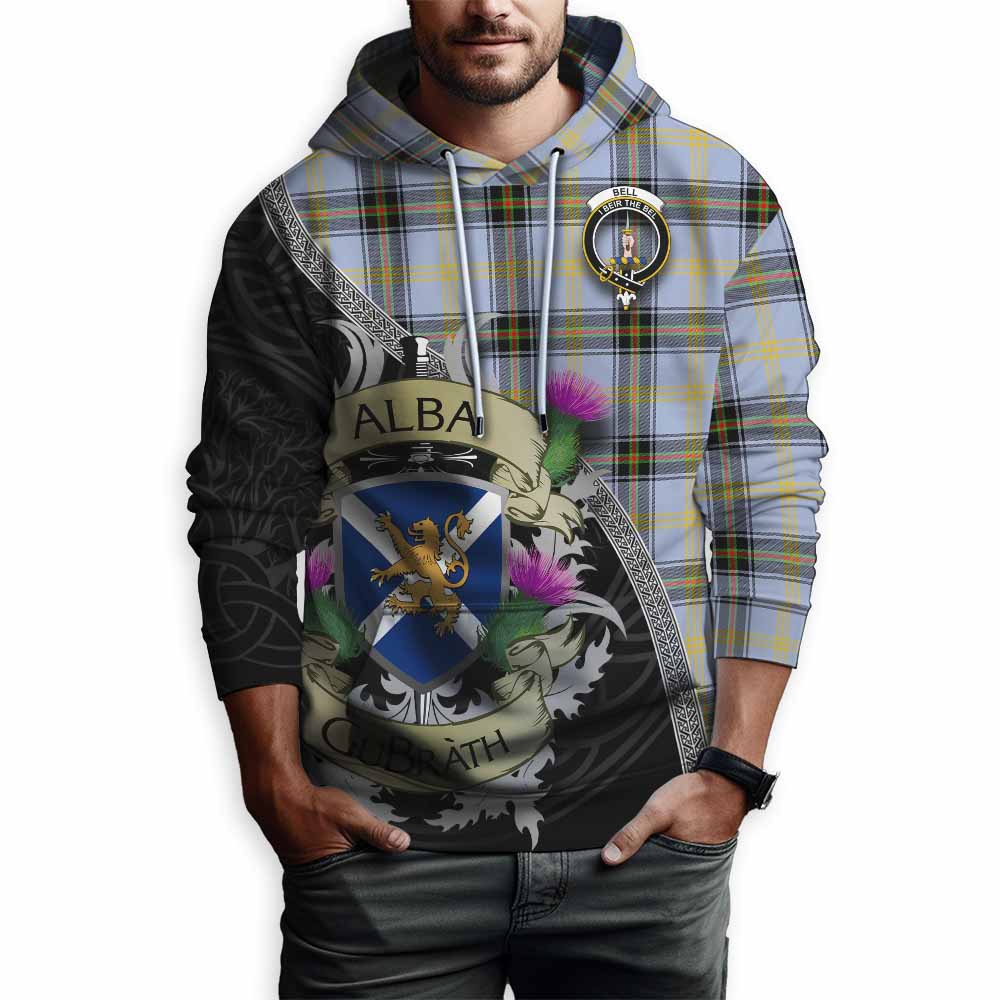 Tartan Vibes Clothing Bell Tartan Family Crest Hoodie Lion Rampant Royal Thistle Shield Celtic Inspired