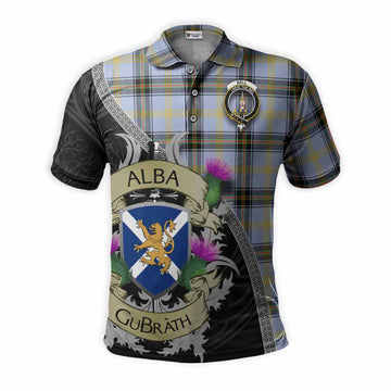 Bell Tartan Family Crest Polo Shirt Lion Rampant Royal Thistle Shield Celtic Inspired