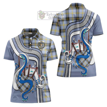 Bell Tartan Women's Polo Shirt with Epic Bagpipe Style