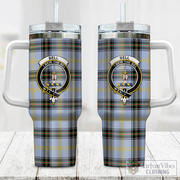 Tartan Vibes Clothing Bell Tartan and Family Crest Tumbler with Handle