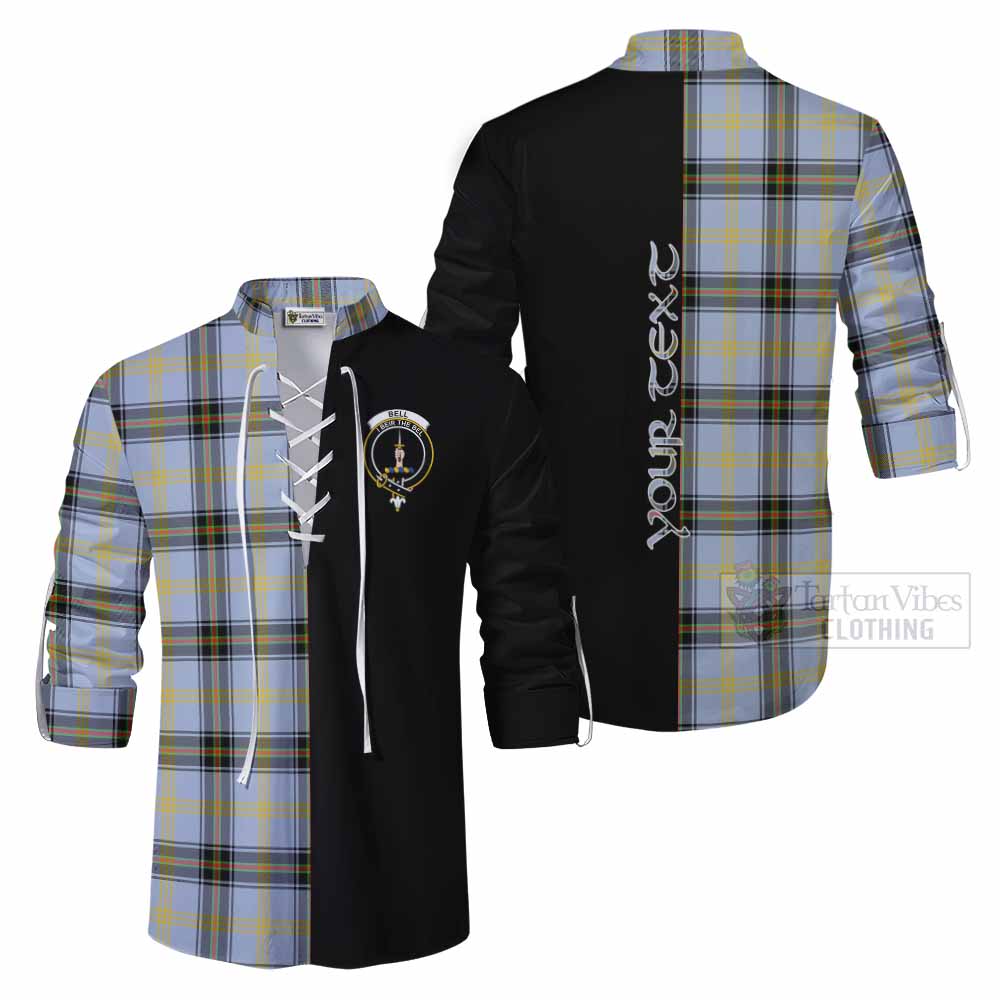 Tartan Vibes Clothing Bell Tartan Ghillie Kilt Shirt with Family Crest and Half Of Me Style