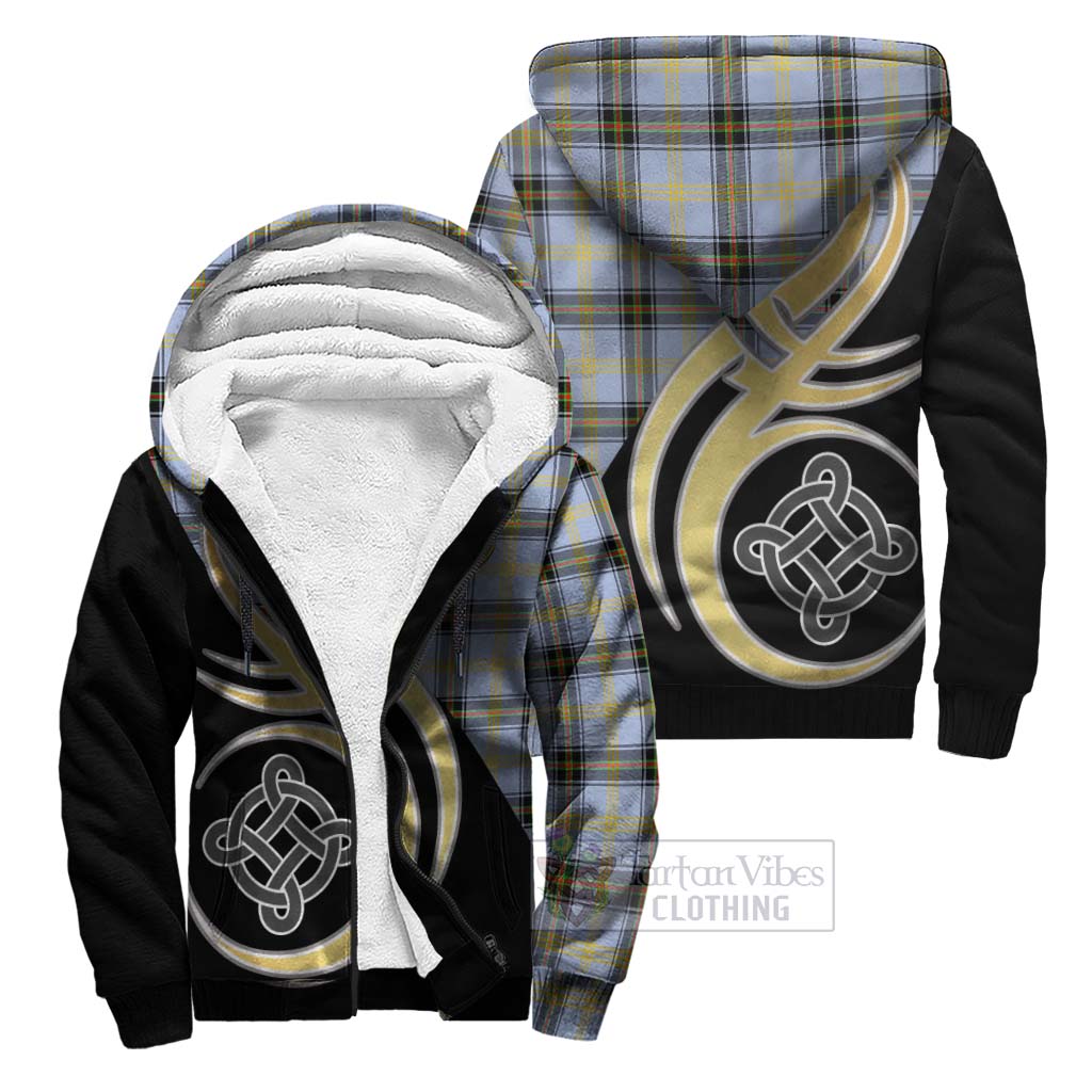 Bell Tartan Sherpa Hoodie with Family Crest and Celtic Symbol Style Unisex S - Tartan Vibes Clothing