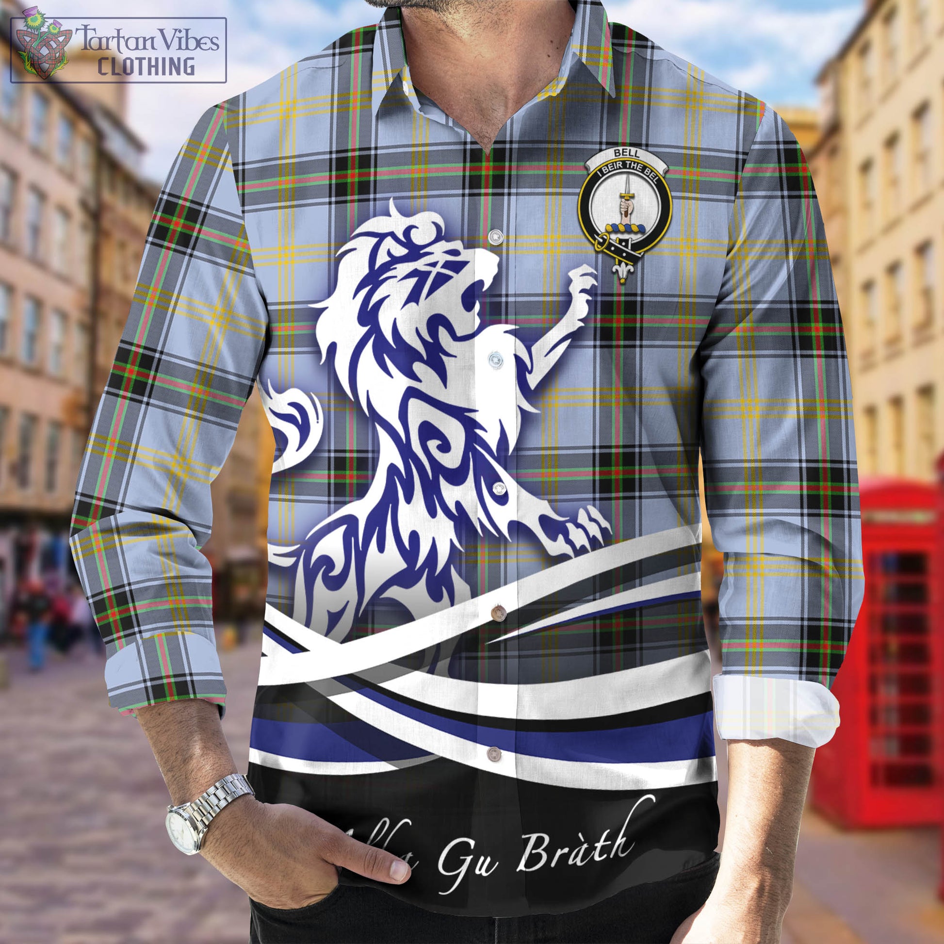bell-tartan-long-sleeve-button-up-shirt-with-alba-gu-brath-regal-lion-emblem