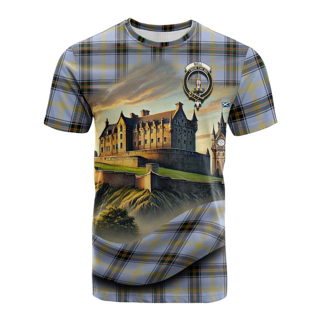 Tartan Vibes Clothing Bell Tartan Family Crest Cotton T-shirt with Scottish Ancient Castle Style