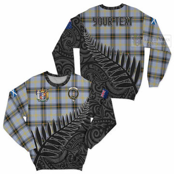 Tartan Vibes Clothing Bell Crest Tartan Sweatshirt with New Zealand Silver Fern Half Style
