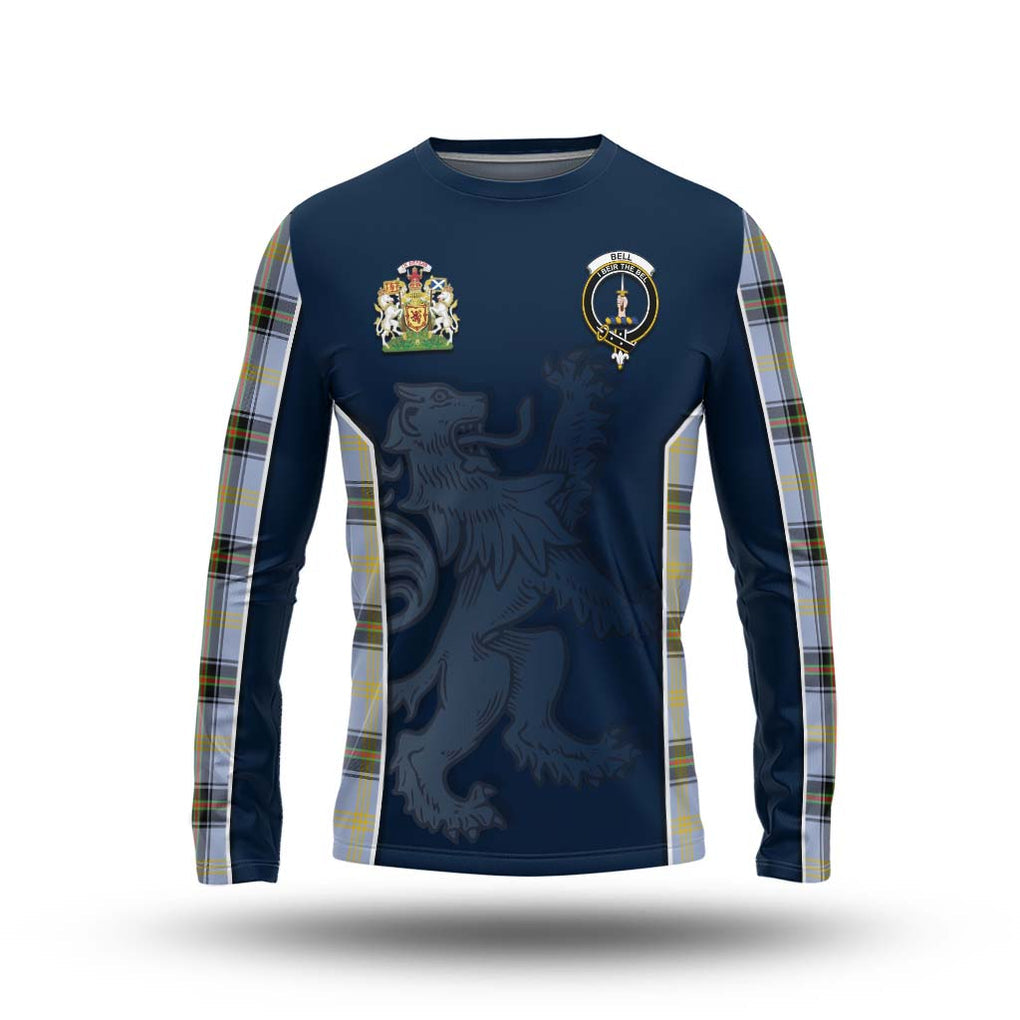 Bell Tartan Long Sleeve T-Shirt with Family Crest and Lion Rampant Vibes Sport Style Unisex - Tartan Vibes Clothing