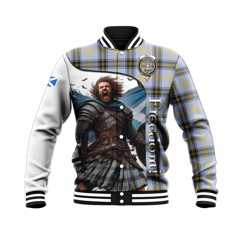 Tartan Vibes Clothing Bell Crest Tartan Baseball Jacket Inspired by the Freedom of Scottish Warrior