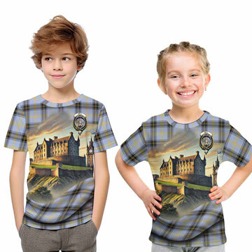 Tartan Vibes Clothing Bell Tartan Family Crest Kid T-Shirt with Scottish Ancient Castle Style