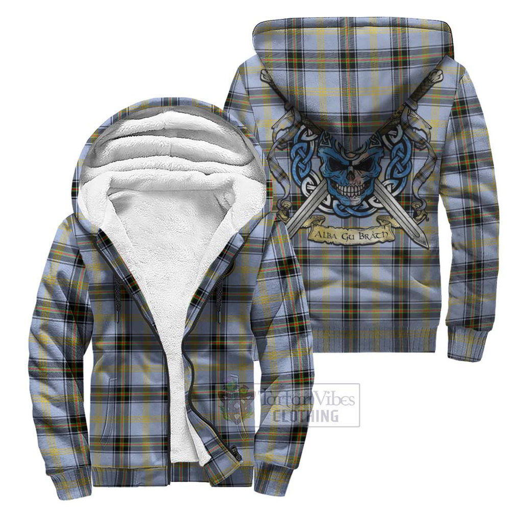 Tartan Vibes Clothing Bell Tartan Sherpa Hoodie with Family Crest Celtic Skull Style