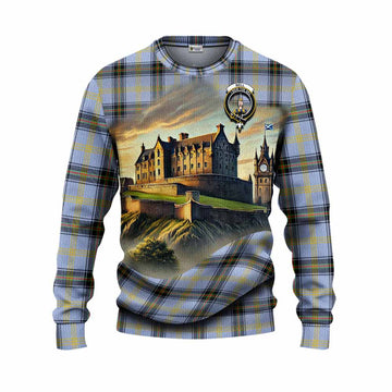 Tartan Vibes Clothing Bell Tartan Family Crest Knitted Sweater with Scottish Ancient Castle Style