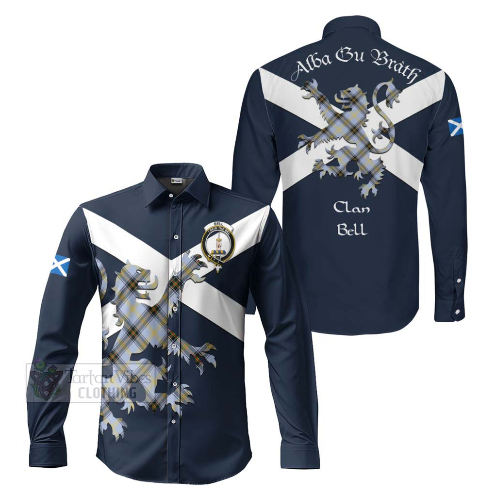 Tartan Vibes Clothing Bell Tartan Lion Rampant Long Sleeve Button Shirt – Proudly Display Your Heritage with Alba Gu Brath and Clan Name