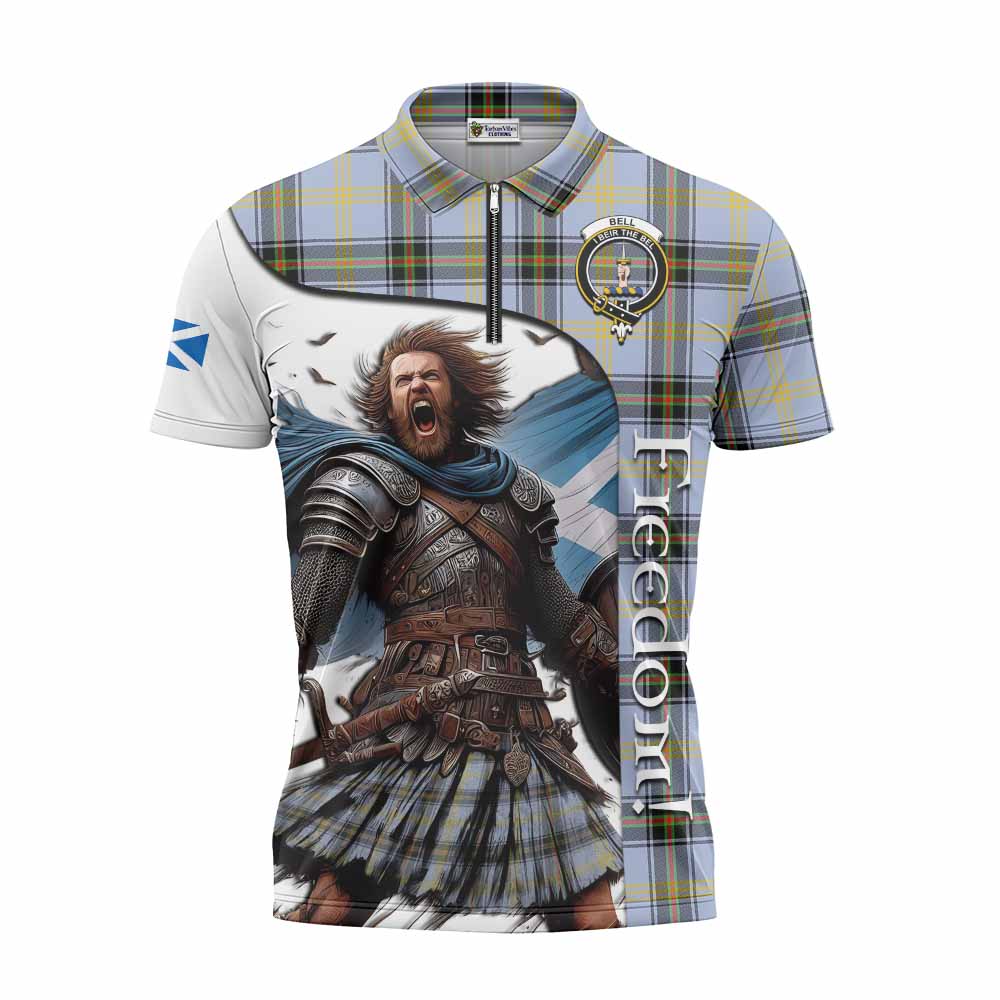 Tartan Vibes Clothing Bell Crest Tartan Zipper Polo Shirt Inspired by the Freedom of Scottish Warrior