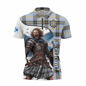 Bell Crest Tartan Zipper Polo Shirt Inspired by the Freedom of Scottish Warrior