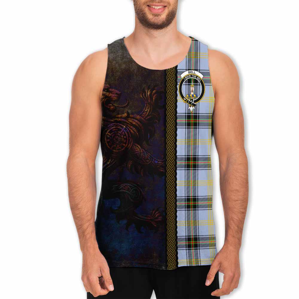 Tartan Vibes Clothing Bell Tartan Family Crest Men's Tank Top Alba Gu Brath Be Brave Lion Ancient Style
