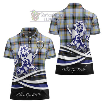Bell Tartan Women's Polo Shirt with Alba Gu Brath Regal Lion Emblem Women - Tartanvibesclothing Shop