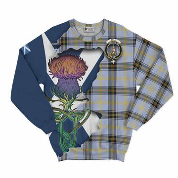 Tartan Vibes Clothing Bell Tartan Family Crest Sweatshirt Scottish Thistle Celtic Inspired