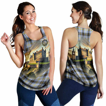 Tartan Vibes Clothing Bell Tartan Family Crest Women's Racerback Tanks with Scottish Ancient Castle Style
