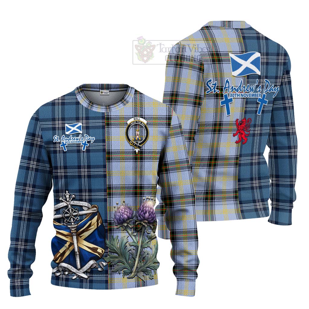 Tartan Vibes Clothing Bell Tartan Knitted Sweater Happy St. Andrew's Day Half Tartan Style