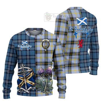 Tartan Vibes Clothing Bell Tartan Knitted Sweater Happy St. Andrew's Day Half Tartan Style