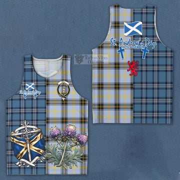 Tartan Vibes Clothing Bell Tartan Men's Tank Top Happy St. Andrew's Day Half Tartan Style
