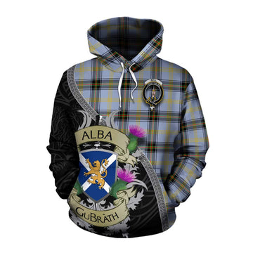 Tartan Vibes Clothing Bell Tartan Family Crest Cotton Hoodie Lion Rampant Royal Thistle Shield Celtic Inspired