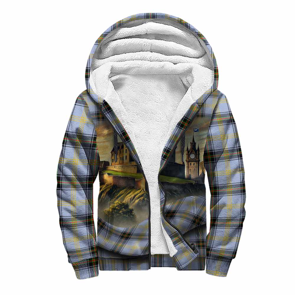 Tartan Vibes Clothing Bell Tartan Family Crest Sherpa Hoodie with Scottish Ancient Castle Style