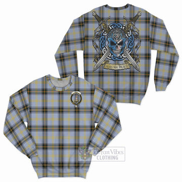 Tartan Vibes Clothing Bell Tartan Sweatshirt with Family Crest Celtic Skull Style