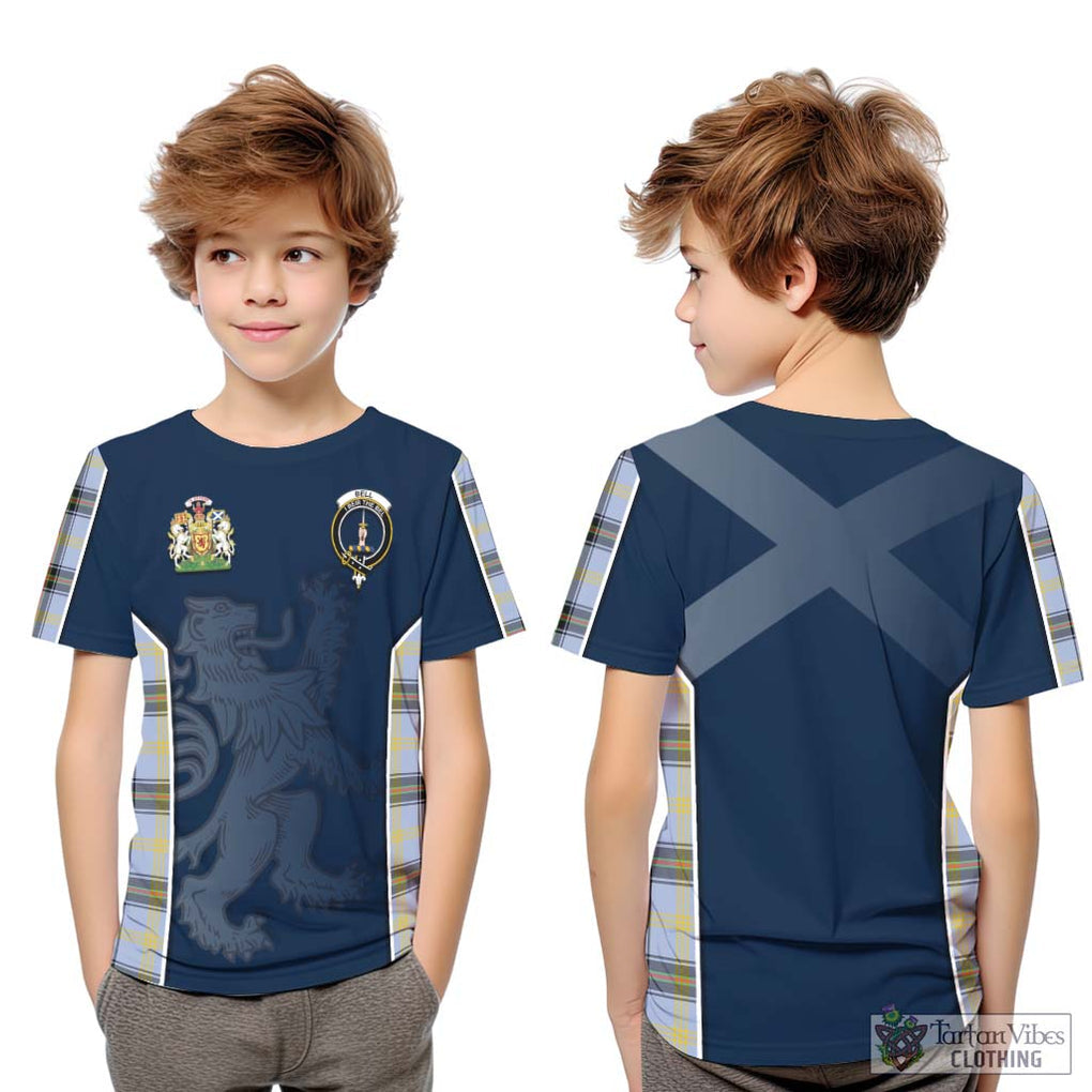 Bell Tartan Kid T-Shirt with Family Crest and Lion Rampant Vibes Sport Style Youth XL Size14 - Tartan Vibes Clothing