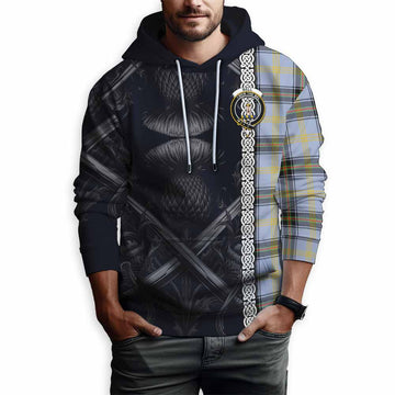 Tartan Vibes Clothing Bell Tartan Hoodie with Family Crest Cross Sword Thistle Celtic Vibes