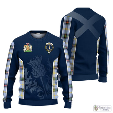 Bell Tartan Knitted Sweatshirt with Family Crest and Scottish Thistle Vibes Sport Style