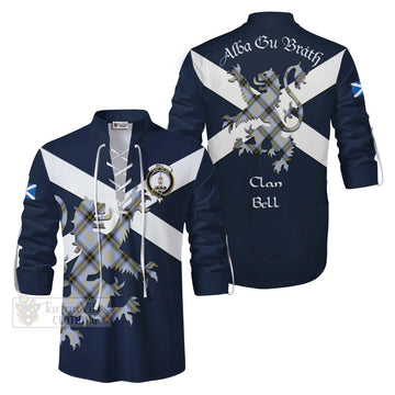 Tartan Vibes Clothing Bell Tartan Lion Rampant Ghillie Kilt Shirt Proudly Display Your Heritage with Alba Gu Brath and Clan Name