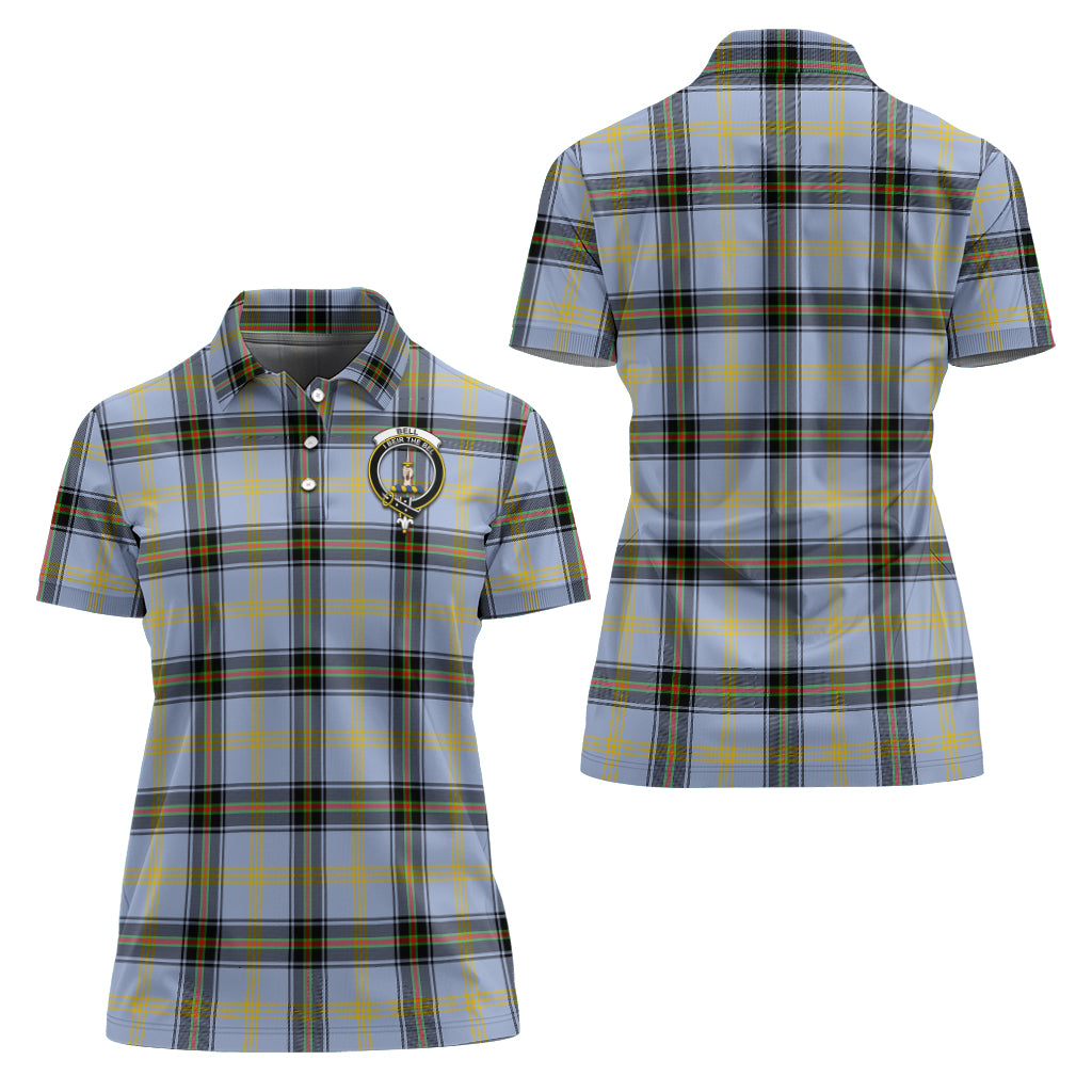 Bell Tartan Polo Shirt with Family Crest For Women Women - Tartanvibesclothing