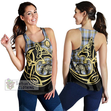 Bell Tartan Women's Racerback Tanks with Family Crest Celtic Wolf Style 4XL - Tartan Vibes Clothing