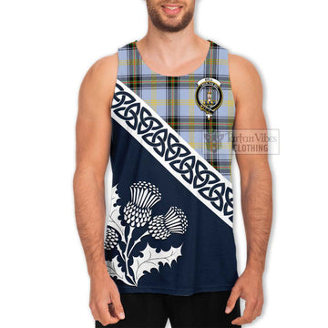 Tartan Vibes Clothing Bell Tartan Men's Tank Top Featuring Thistle and Scotland Map