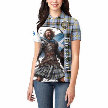 Tartan Vibes Clothing Bell Crest Tartan Women's Polo Shirt Inspired by the Freedom of Scottish Warrior