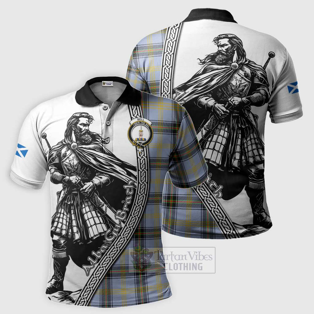 Tartan Vibes Clothing Bell Tartan Clan Crest Polo Shirt with Highlander Warrior Celtic Style