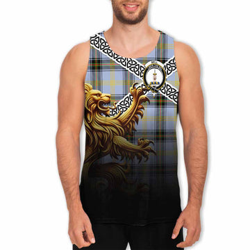 Tartan Vibes Clothing Bell Crest Tartan Men's Tank Top with Golden Lion Emblem Celtic Style