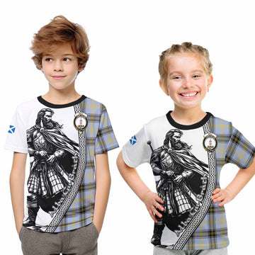 Bell Tartan Clan Crest Kid T-Shirt with Highlander Warrior Celtic Style