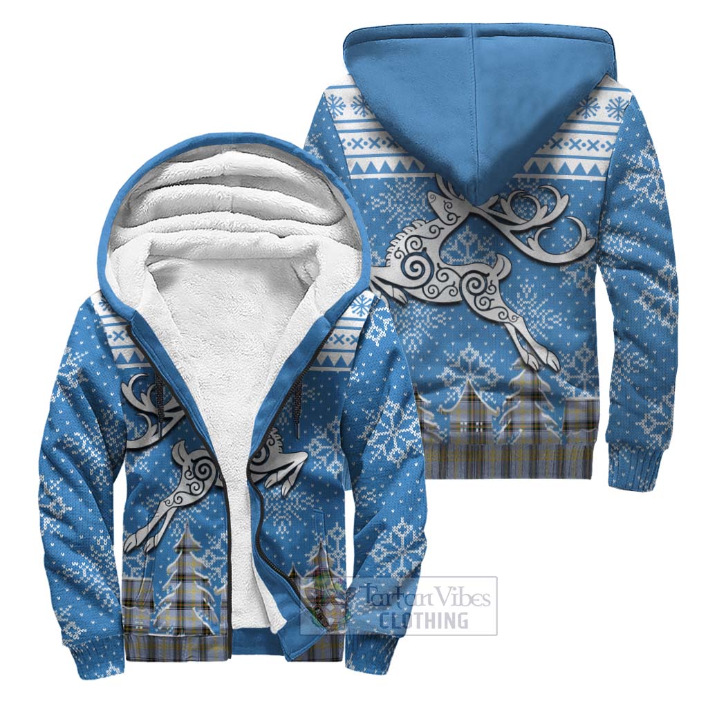 Tartan Vibes Clothing Bell Clan Christmas Sherpa Hoodie Celtic Reindeer Style