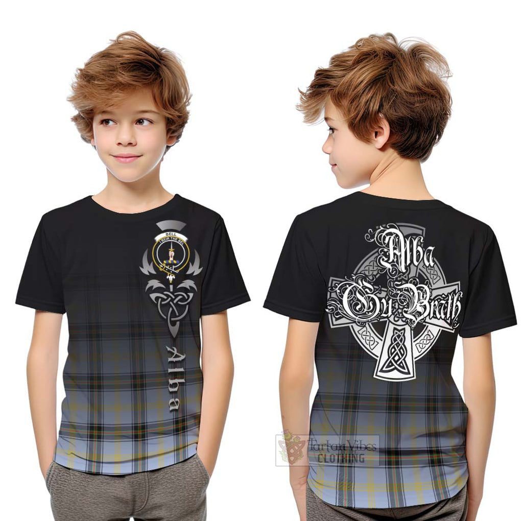 Tartan Vibes Clothing Bell Tartan Kid T-Shirt Featuring Alba Gu Brath Family Crest Celtic Inspired