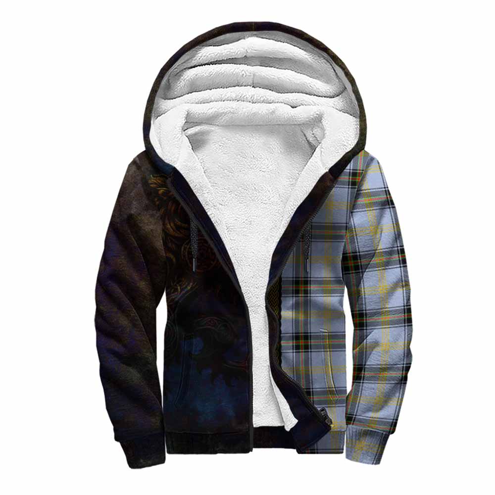 Tartan Vibes Clothing Bell Tartan Family Crest Sherpa Hoodie Alba Gu Brath Be Brave Lion Ancient Style